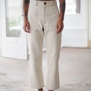 Beaton Linen Utility Pants - Alabaster Size 8